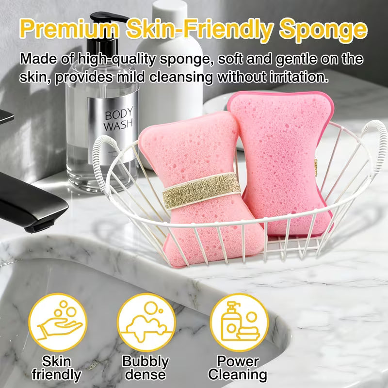 🧽Exfoliating Bath Sponge – Soft Foaming & Gentle Scrubbing, Double-Sided for Back Cleaning