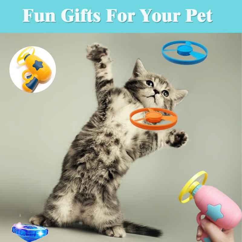 🐱Interactive LED Flying Disc Launcher – Disc & Spinning Top 2-in-1, for Cats & Dogs