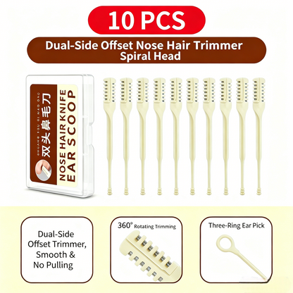 2-in-1 Nose Hair Trimmer & Ear Pick – Double-Sided Design: Nasal Hair Scissors + Ear Spoon
