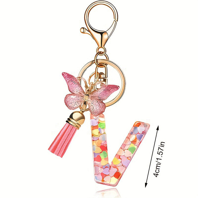 Butterfly Letter Keychain Tassel Design