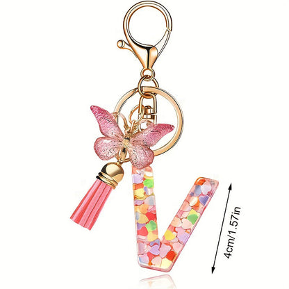 Butterfly Letter Keychain Tassel Design