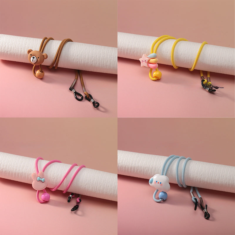 Kids Cartoon Glasses Neck Strap Anti-Lost Holder, Adjustable Elastic Fun Design for Children
