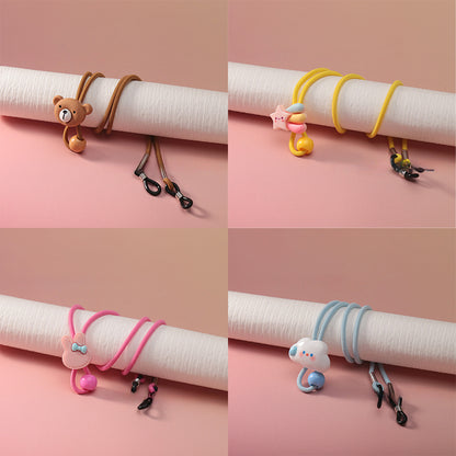 Kids Cartoon Glasses Neck Strap Anti-Lost Holder, Adjustable Elastic Fun Design for Children