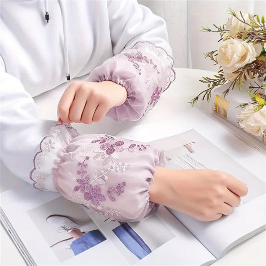 1 Pair Women's Elegant Floral Lace Sleeve Cuffs