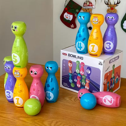 Bowling Toy Set With Cartoon Fun Expressions