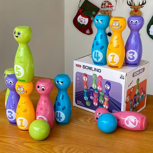 Bowling Toy Set With Cartoon Fun Expressions