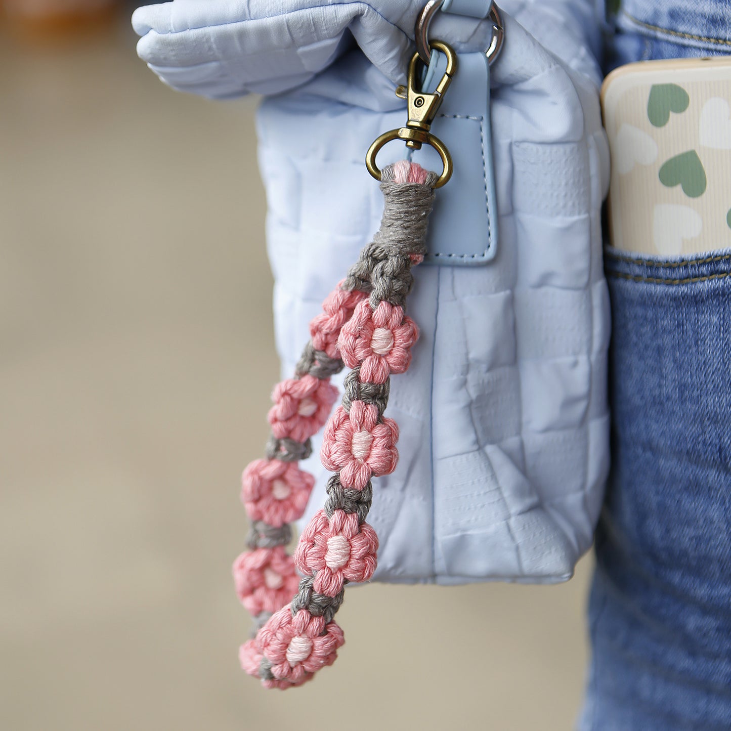 Soft Floral Hand-Woven Keychain