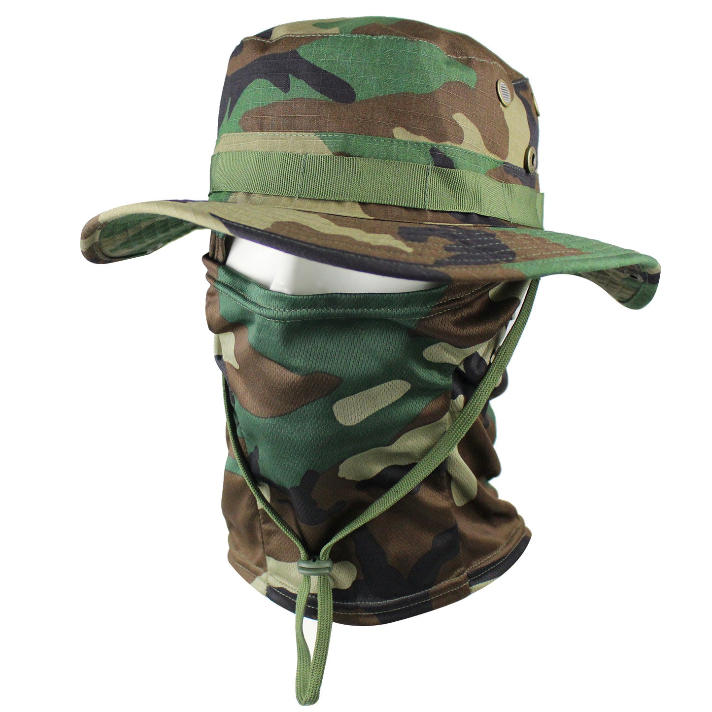 High Quality-Outdoor Camouflage Fisherman Hat, Hat and Face Mask 2-Piece Set