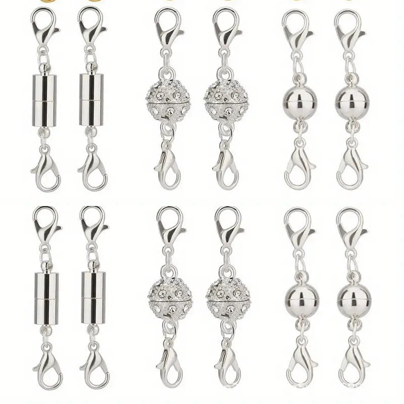 🧲12 PCS Magnetic Necklace Clasps – Strong Magnet, Snap-On Closure, No More Tangles, Jewelry Making Supplies