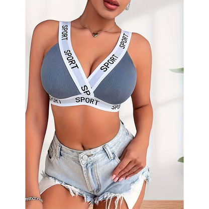 Women's Letter-Print Casual Sports Bra