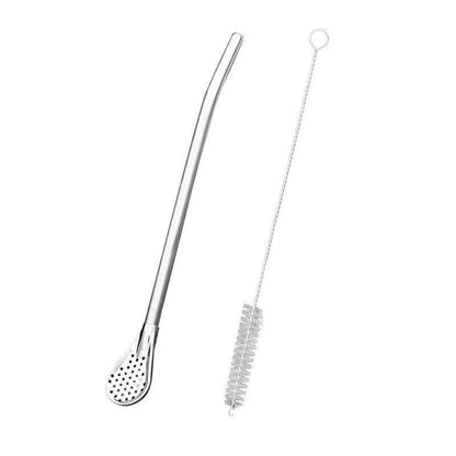 🥄304 Stainless Steel Straw Spoon – 2-in-1 Spoon & Straw for Coffee, Juice & Milk Tea