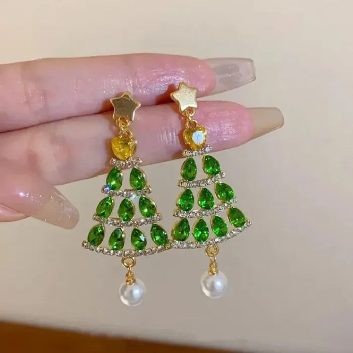 Shiny Christmas Tree Earrings