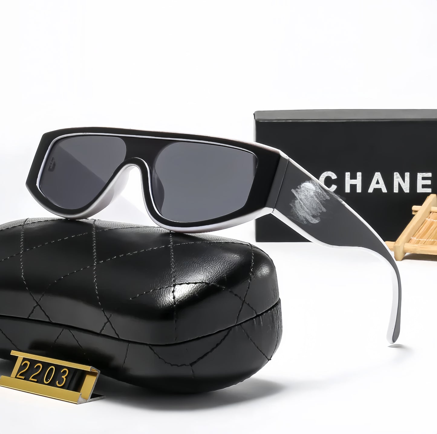 fashion double C letter temple polarized sunglasses