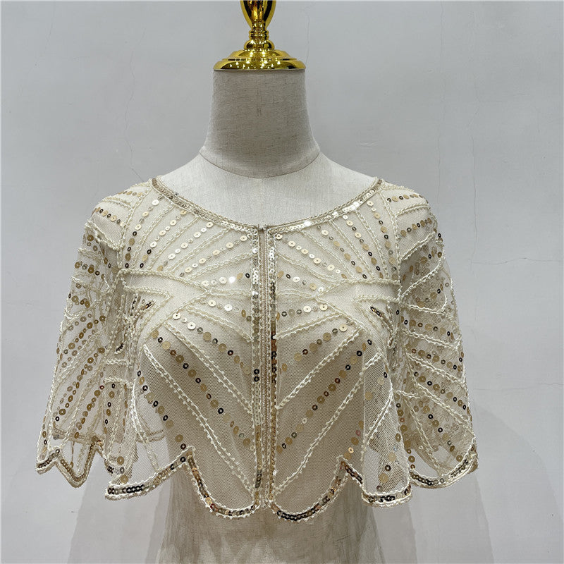 Vintage Lace Beaded Shawl
