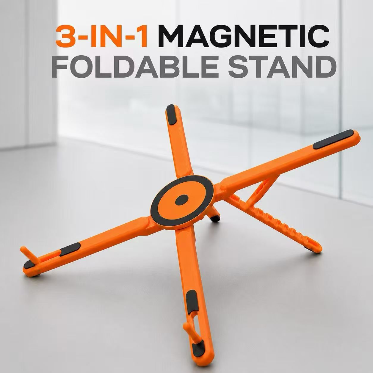 Magnetic Aluminum Stand – Universal for Phone, Tablet & Laptop, Also Doubles as Selfie Stick