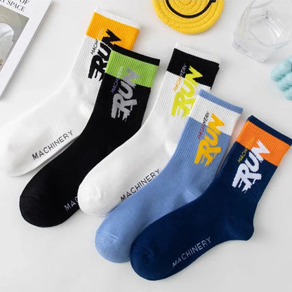 Letter Blocking Mid-Calf Socks