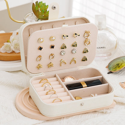 Portable Jewelry Organizer Case – Button Leather Zipper Pouch, Travel Jewelry Display Box, Scratch & Tangle-Free