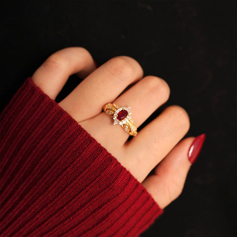 High-end Sparkling Ruby Open Ring That Brightens The Complexion