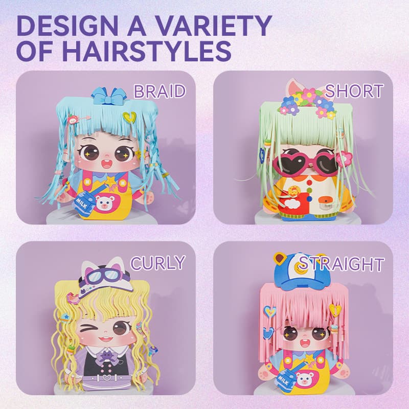 👧 DIY Hair Stylist Sticker Set – Reusable Multi-Functional Dress-Up Stickers, Creative Hairstyle & Fashion Play for Girls