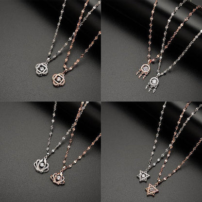 Micro-Paved Full Diamond Beating Heart Titanium Steel Necklace