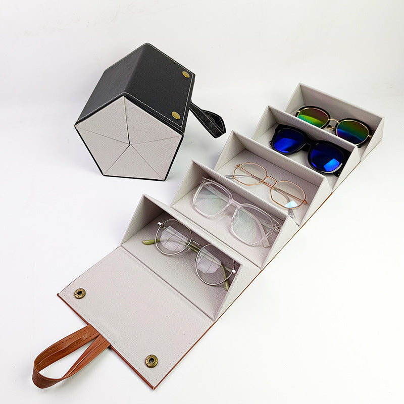 👓 Multiple Glasses Leather Storage Case – Holds Multiple Pairs, Scratch & Crush Proof