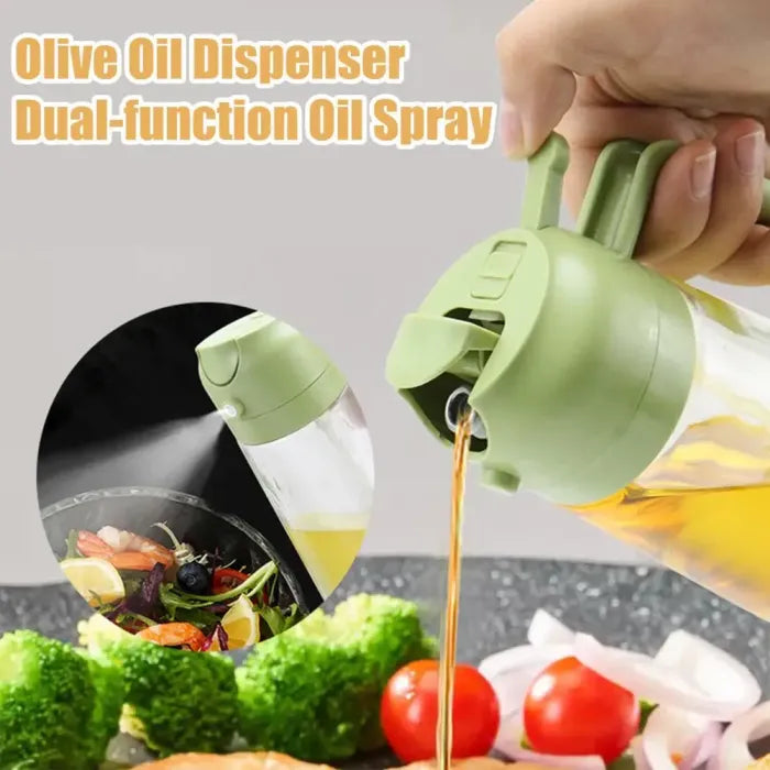 2-in-1 Glass Oil Spray Bottle with Pourer