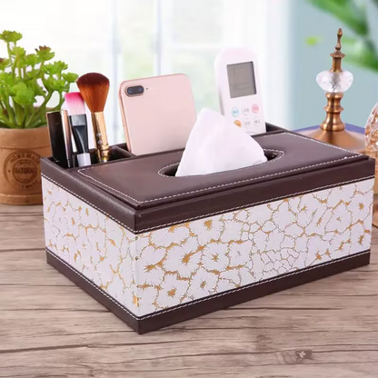 Multi-Functional Tissue & Remote Control Organizer Box with 4 Compartments