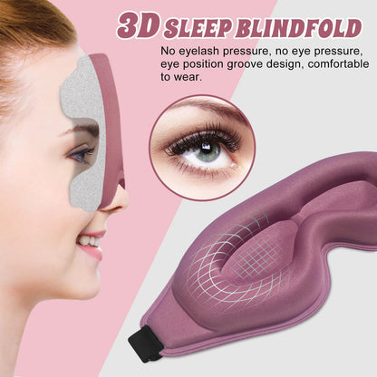 3D Contoured Sleep Mask - 100% Blackout Noise Reducing