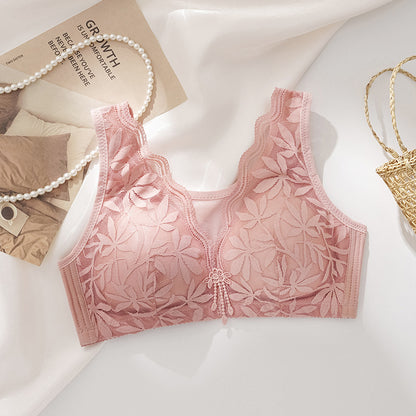 Elegant Floral Lace Bra - Wireless, Push-Up