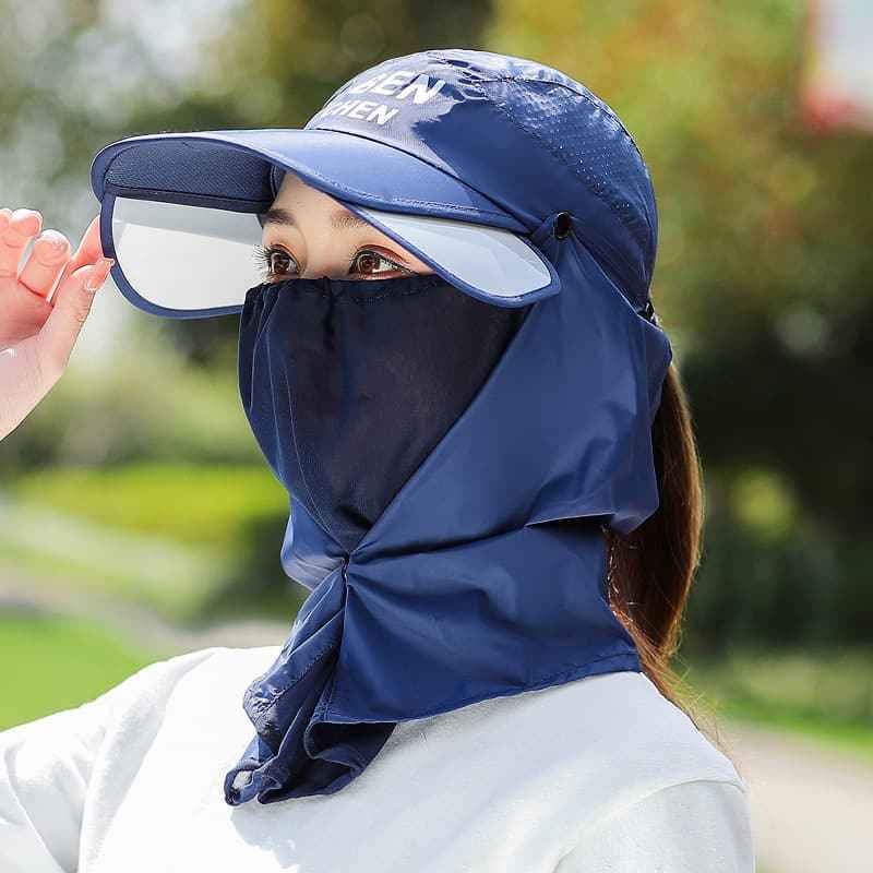 4-in-1 Extendable Brim Sun & Bug Hat – Neck Flap + Insect Veil + Face Cover, UPF Unisex Baseball Cap