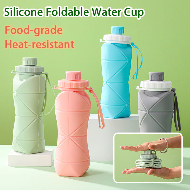 Silicone Foldable Water Bottle Portable Heat-Resistant Food-Grade Outdoor Sports Bottle