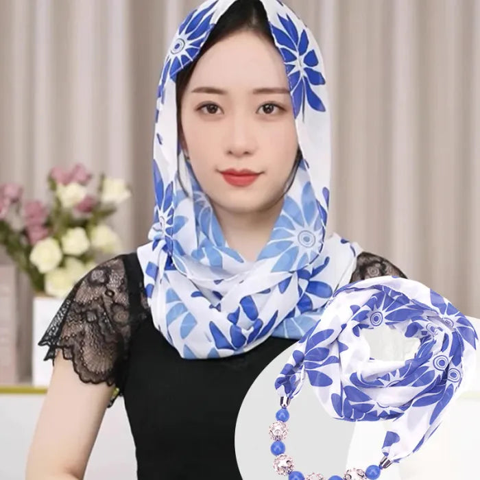 Multifunctional Chiffon Beads Pendant Scarf