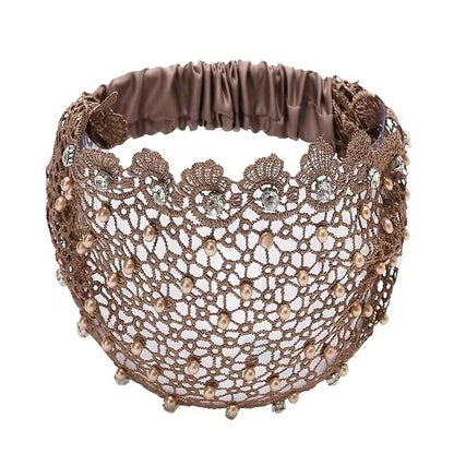 Plum Blossom Hollow Beaded Wide Headband – Elegant & Vintage, Flattering Wide Design for All Face Shapes