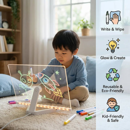 Kids Glow Drawing Board – Tracing & Writing Tablet, Erasable Fluorescent Toy