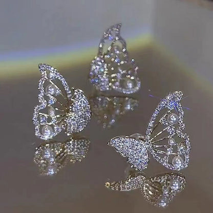 2-Way Rear-Hanging Butterfly Diamond Earrings