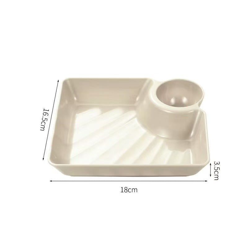 🍟4-Pack Dip Serving Plates – with Sauce Holder, Party Snack Tray