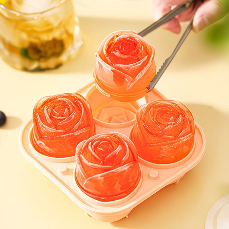 🌹🧊  Rose-Shaped Food-Grade Silicone Ice Mold