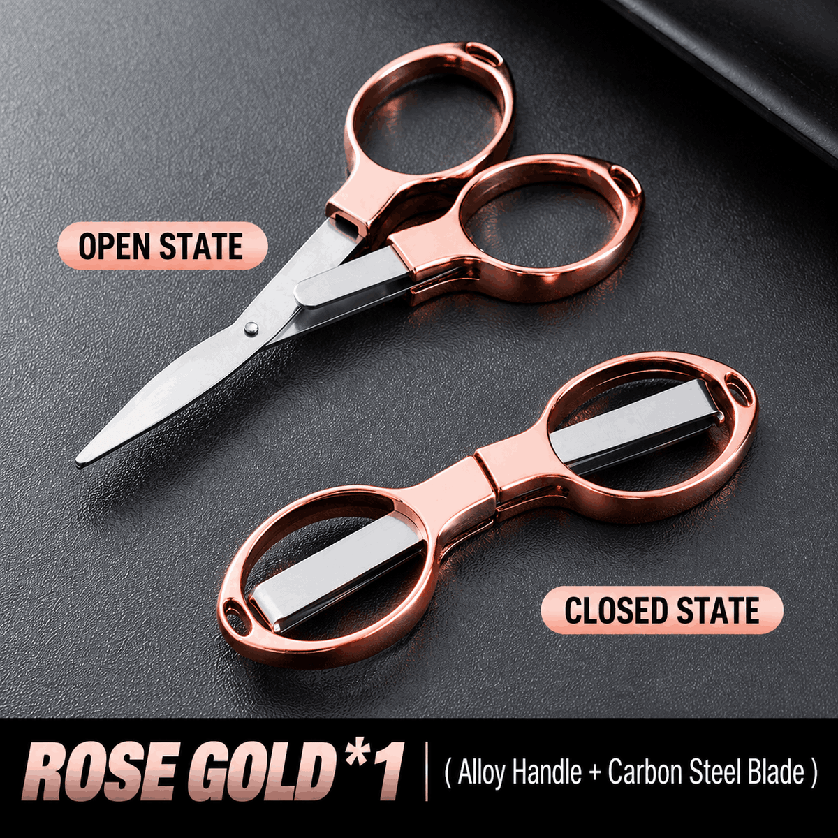 Mini Folding Scissors – Zinc Alloy 8-Shape Stretch Design, Multi-Purpose for Paper, Outdoor, Travel & Fishing