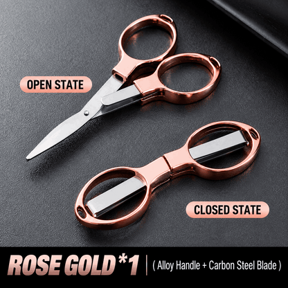 Mini Folding Scissors – Zinc Alloy 8-Shape Stretch Design, Multi-Purpose for Paper, Outdoor, Travel & Fishing