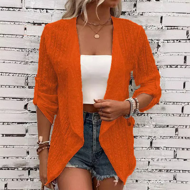 Women's Casual Textured Open Front Cardigan
