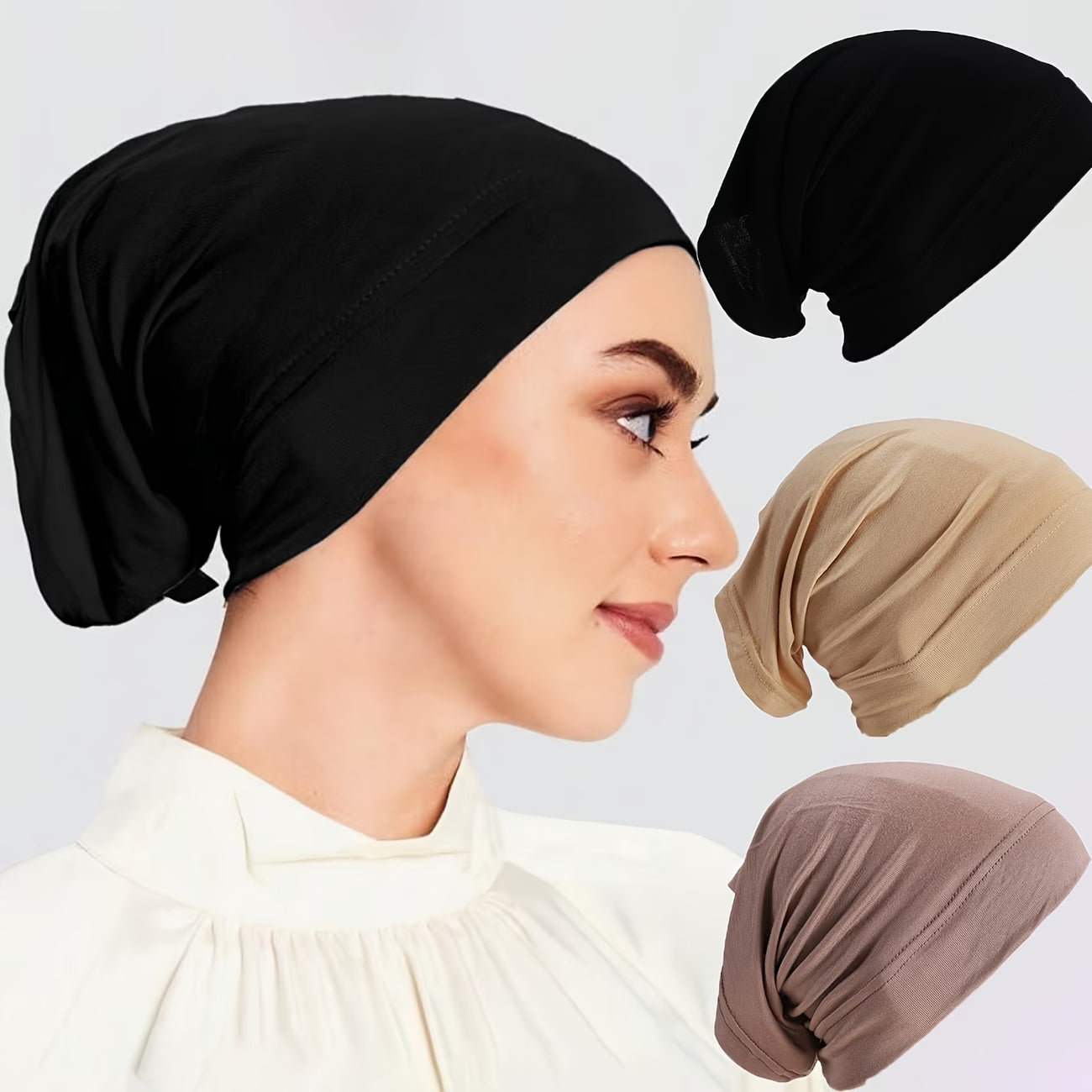 Modal Solid Color Tube Cap & Hijab Underscarf for Women – Soft Mercerized Cotton Inner Hijab Cap