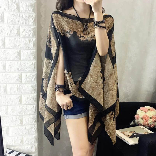 French printed chiffon sun protection shawl