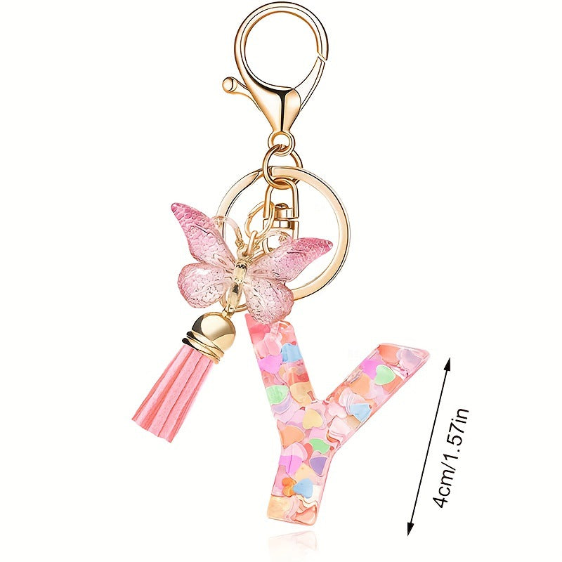 Butterfly Letter Keychain Tassel Design