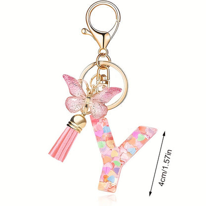 Butterfly Letter Keychain Tassel Design