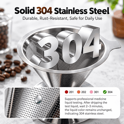 304 Stainless Steel Coffee Filter – Paper-Free & Reusable