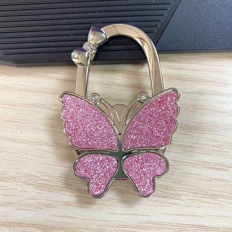 🦋✨ Sparkly Butterfly Foldable Handbag Hook – Cute Portable Non-Slip Purse Hanger for Girls, Travel & Restaurants