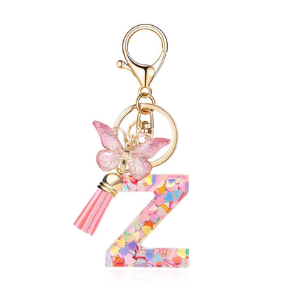 Butterfly Letter Keychain Tassel Design