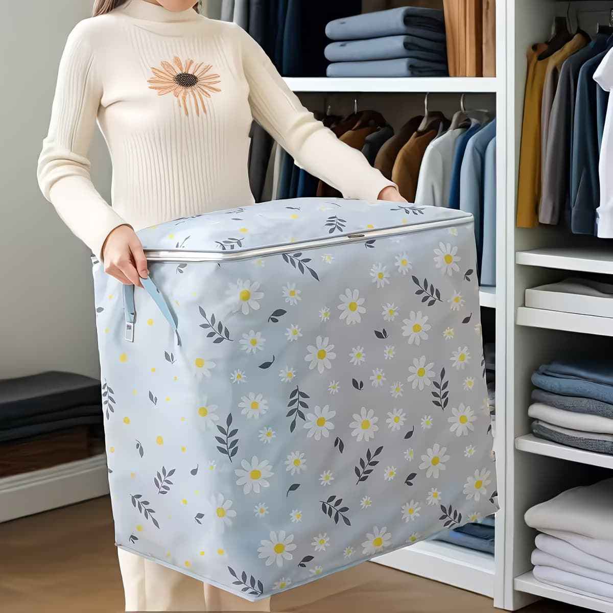 Extra Large Foldable Storage Box – Closet Organizer, Laundry Basket, Quilt Storage Bag, Space-Saving for Bedroom & Dorm
