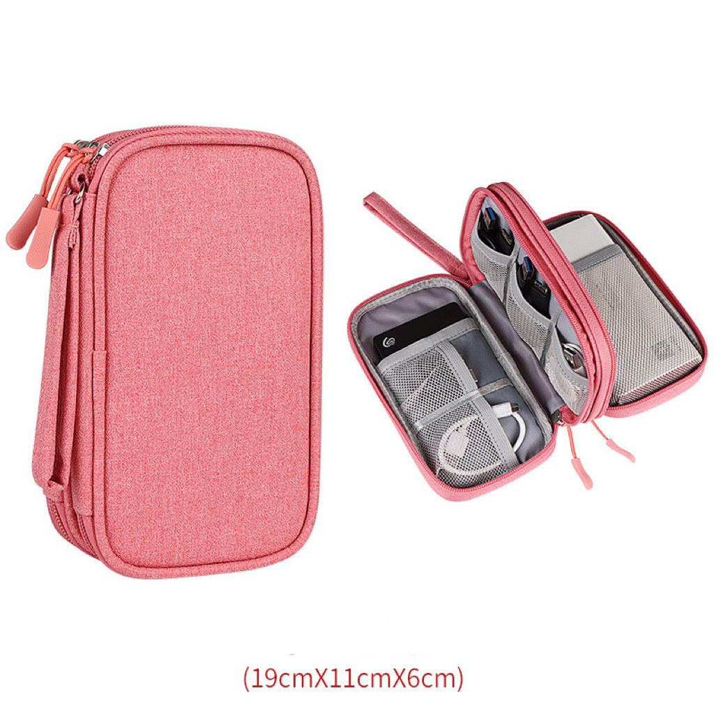 Travel Electronics Organizer - Portable Cable and Charger Storage Bag, Durable Polyester, Mesh Pockets for Accessories, Ideal for Men and Women