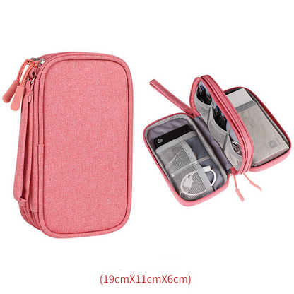 Travel Electronics Organizer - Portable Cable and Charger Storage Bag, Durable Polyester, Mesh Pockets for Accessories, Ideal for Men and Women
